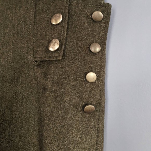 Hazel Brown Wool Skirt Button Waist Maxi Army Green Sz 3 - Picture 4 of 10